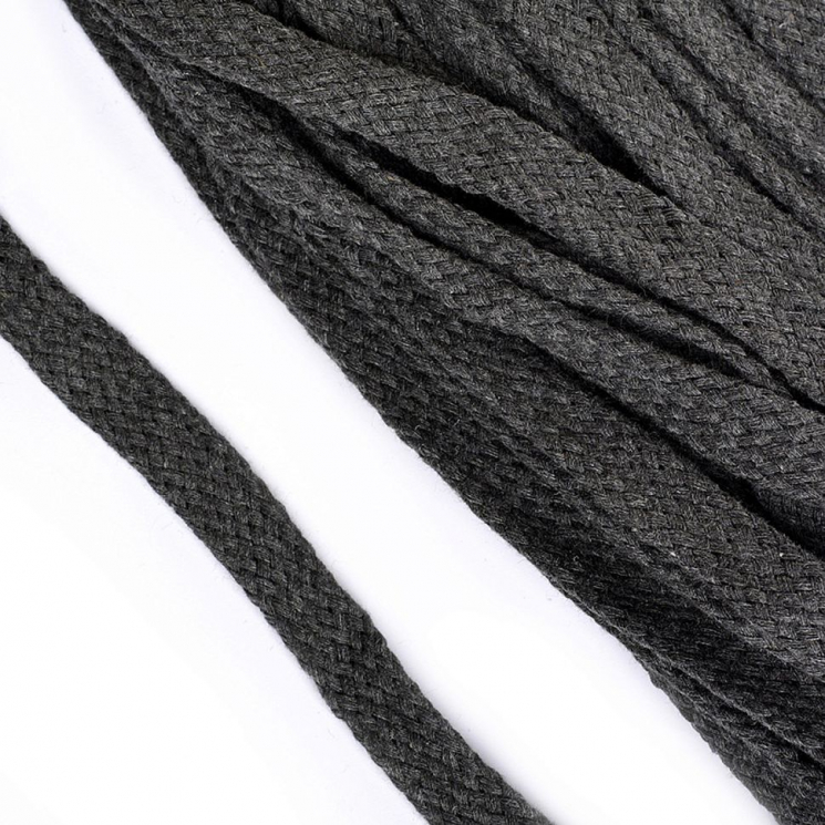 Шнур плоский х/б 12мм турецкое плетение цв.031 антрацит уп.25 м