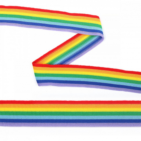 Тесьма TBY трикотажная Лампас KTS4530 шир.30мм цв.радуга уп.32м Тесьма TBY трикотажная Лампас KTS4530 шир.30мм цв.радуга уп.32м