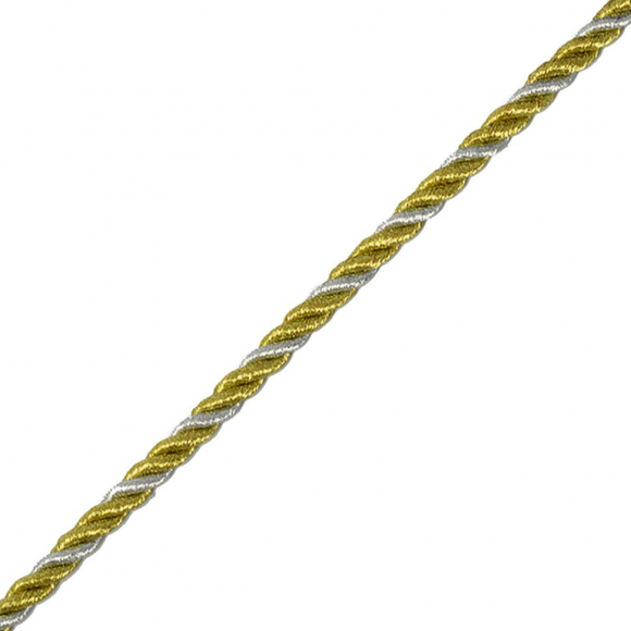 Шнур витой мебельный арт.SHDV042 5мм уп.10м серебро/золото Шнур витой мебельный арт.SHDV042 5мм уп.10м серебро/золото
