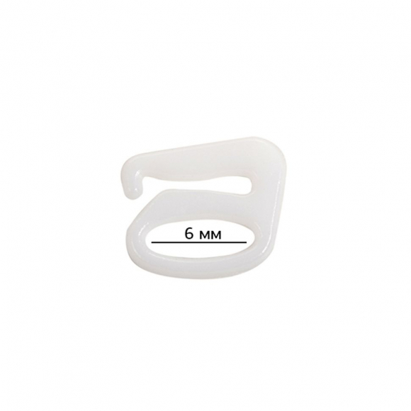 Крючок для бюстгальтера пластик TBY-12684 d6мм, цв.белый, уп.100шт