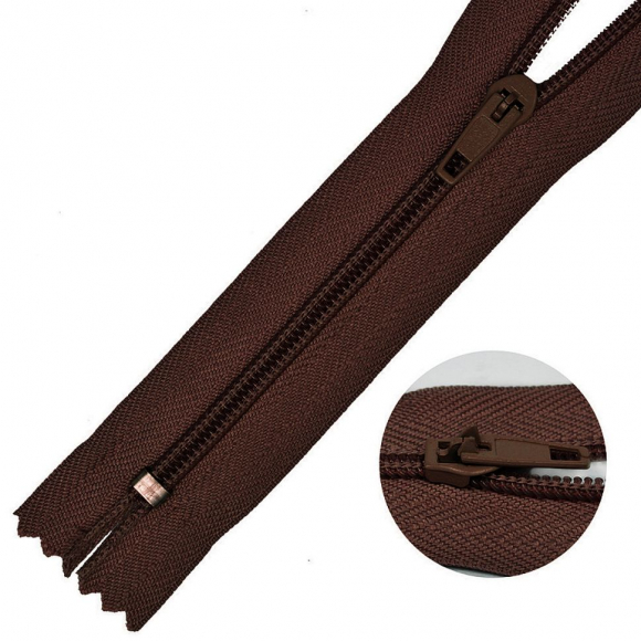 Молния MaxZipper брючная №4 замок полуавтомат, 20см н/р цв.F304 коричневый уп.100шт