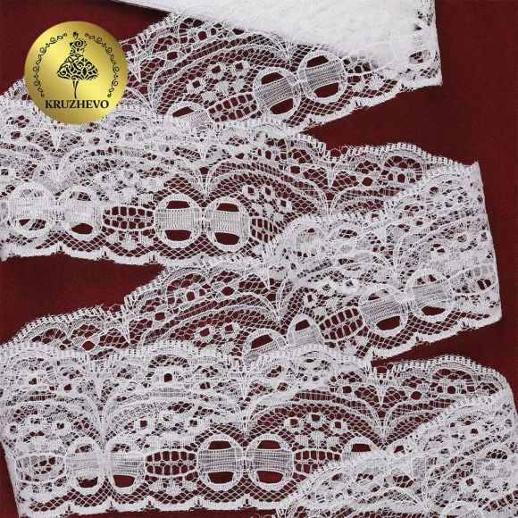 Кружево-трикотаж KRUZHEVO арт.TBY 1673 шир.50мм цв.02 молочный уп.9,14м