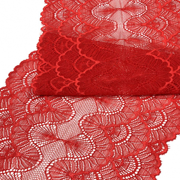 Кружево-стрейч KRUZHEVO арт.TBY.8034 шир.195мм цв.SD163 красный уп.3м