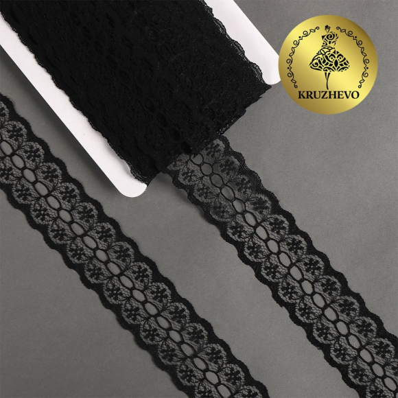 Кружево-трикотаж KRUZHEVO арт.TBY 1670 шир.28мм цв.10 черный, уп.27,4м Кружево-трикотаж KRUZHEVO арт.TBY 1670 шир.28мм цв.10 черный, уп.27,4м