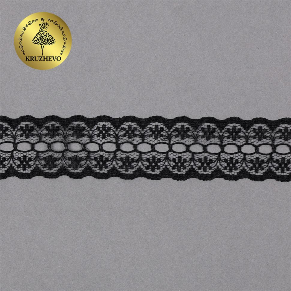 Кружево-трикотаж KRUZHEVO арт.TBY 1670 шир.28мм цв.10 черный, уп.27,4м Кружево-трикотаж KRUZHEVO арт.TBY 1670 шир.28мм цв.10 черный, уп.27,4м