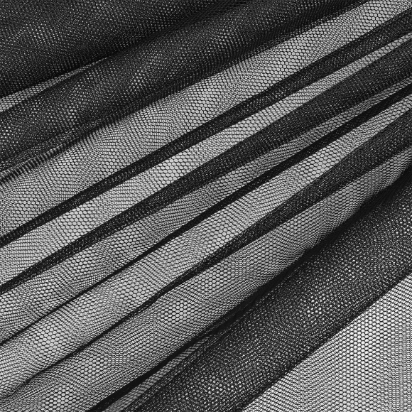 Фатин стрейч круп.сетка арт.TBY.A шир.160см цв.черный уп.45,72м