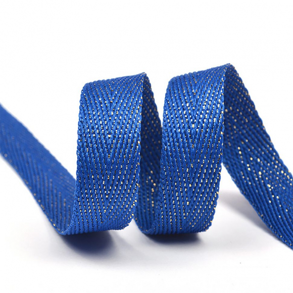 Тесьма киперная металлизированная 13 мм 90370 цв.т.василек с золотом уп.50м