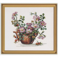 Набор для вышивания EVA ROSENSTAND арт.12-278 Шиповник в медном чайнике 40х50 см