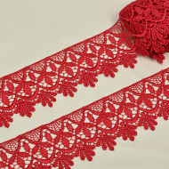Кружево гипюр KRUZHEVO арт.TR.8G8254 шир.62мм цв.02 красный уп.9м