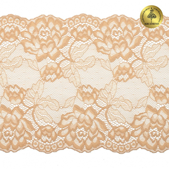 Кружево-стрейч KRUZHEVO арт.TBY.L838 шир.180мм цв.S180 бежевый уп.25м