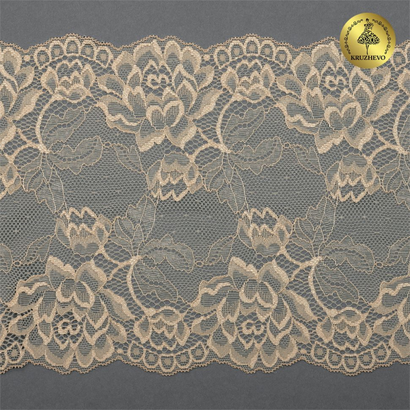 Кружево-стрейч KRUZHEVO арт.TBY.L838 шир.180мм цв.S180 бежевый уп.25м