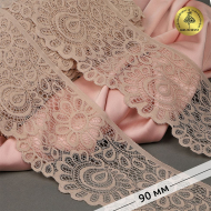 Кружево-стрейч KRUZHEVO арт.TBY.YSTL00839/N шир.90мм цв.168 серебристый пион уп.25м
