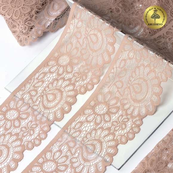 Кружево-стрейч KRUZHEVO арт.TBY.YSTL00839/N шир.90мм цв.168 серебристый пион уп.25м