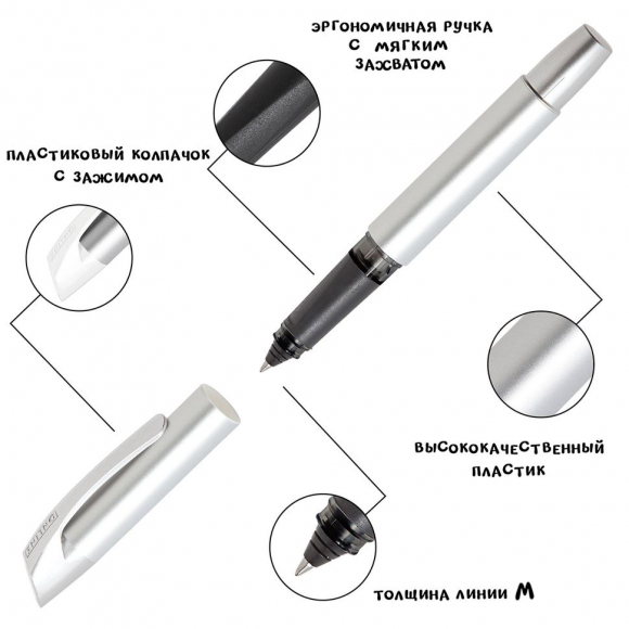 189686_Ручка-роллер "Campus" с синим картриджем, толщина линии 0.7 мм, принт "Glam Girls"