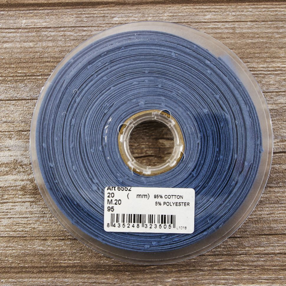 Косая бейка хлопок, 20 мм, 20 м, цвет 95, цвет морской волны