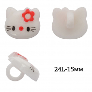 Пуговицы пластик Кити TBY.P-2924 цв.01 белый 24L-15мм, на ножке, 50 шт