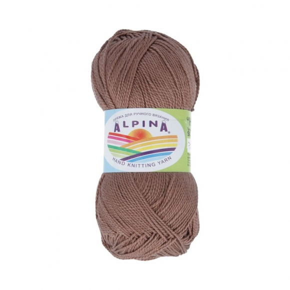 Пряжа ALPINA HOLLY (100% мерсеризованный хлопок) 10х50г/200м цв.223 коричневый Пряжа ALPINA HOLLY (100% мерсеризованный хлопок) 10х50г/200м цв.223 коричневый