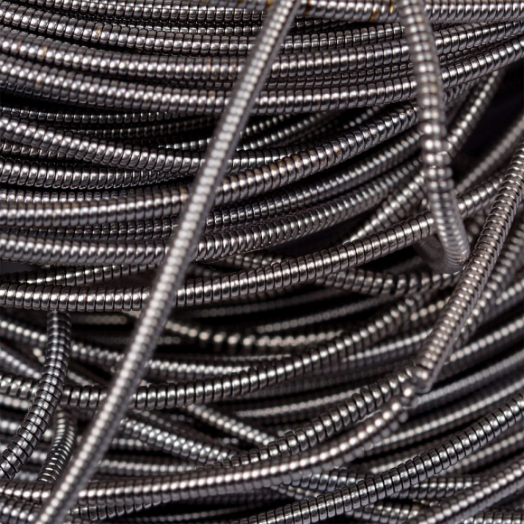 Канитель жесткая арт.KAN/MS0,5-08 матовый, цв.античное серебро уп.100 г