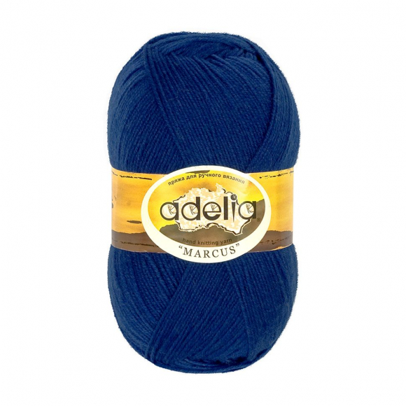 Пряжа ADELIA MARCUS (60% полиэстер, 40% шерсть) 5х100г/375м цв.16 т.синий Пряжа ADELIA MARCUS (60% полиэстер, 40% шерсть) 5х100г/375м цв.16 т.синий