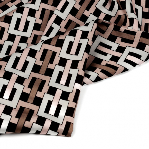 Ткань итальянский Сатин креп 105 г/м? 97% полиэстер, 3% лайкра шир.148 см арт.Sat.0307.1 цв.01 коричневый рул.25м