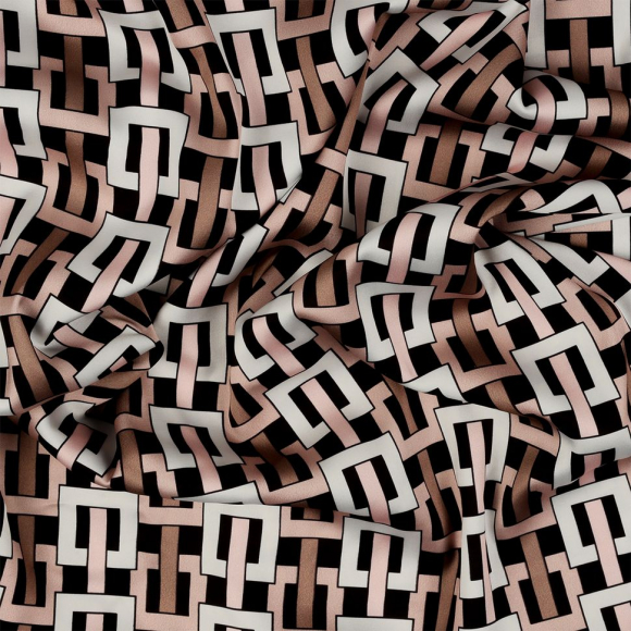 Ткань итальянский Сатин креп 105 г/м? 97% полиэстер, 3% лайкра шир.148 см арт.Sat.0307.1 цв.01 коричневый рул.25м