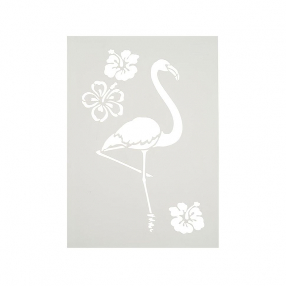 Трафарет "Фламинго и цветы"