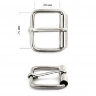 Пряжка-ролик металлическая TBY.12761 внутр. размер 25х20мм, толщ.3мм цв. никель уп. 100шт