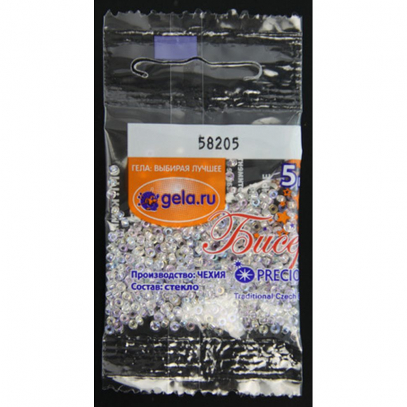 Бисер Preciosa №10, 5 г., цвет №58205 хрустальный радужный