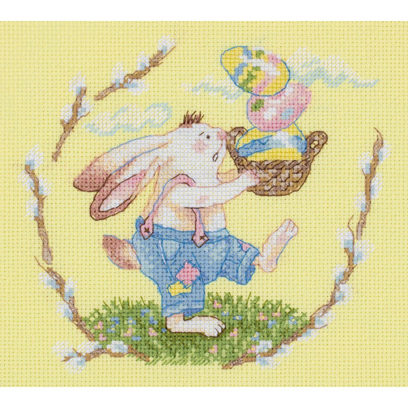 Набор для вышивания KLART арт. 8-419 Пасхальная корзинка 19х18 см