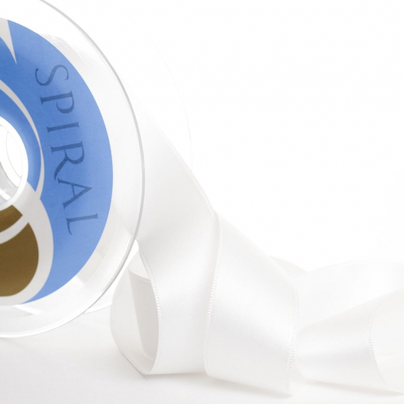 18746_Лента атласная двусторонняя SAFISA, 11 мм, 25 м, цвет 02, белый