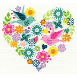 Набор для вышивания Bothy Threads арт.XB1 Heart Bouquet (Цветочное сердце) 25х23 см