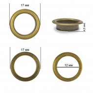 Люверсы сталь TBY.2092 №26 (? 12мм, h 4,5мм) цв. антик уп. 250шт
