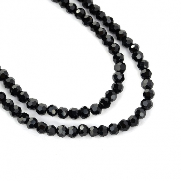 Бусины граненые Рондель (стекло) на нитях арт.TBY-R-2  3мм  цв.02 черный уп.100х150 бусин