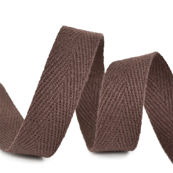 Тесьма киперная 10 мм хлопок 2,5г/см арт.TBY.CT10302 цв.F302 коричневый уп.50м