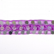 Тесьма с пайетками TBY арт.TH249 шир.20мм цв.021 фиолетовый уп.18,28м