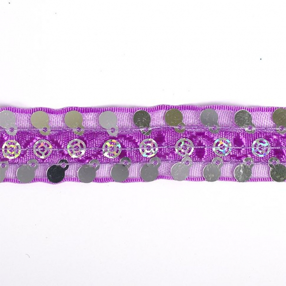 Тесьма с пайетками TBY арт.TH249 шир.20мм цв.021 фиолетовый уп.18,28м