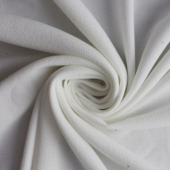 Ткань Креп 260 г кв.м  63% полиэстер, 32% вискоза, 5% спандекс шир.147 см арт.Р.15125.01 цв.01 белый уп.25м