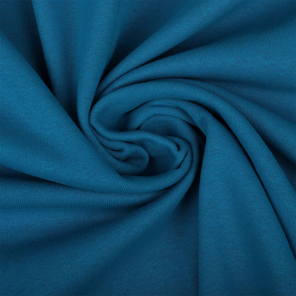 Ткань трикотаж Рибана с лайкрой 215г опененд 80-90см бирюза 18-4535 уп.3м