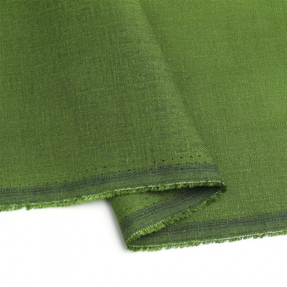 Ткань льняная 190 г/м? лен 40%, вискоза 60% шир.140 см арт.TBY.Li.1002.08 цв.08 зеленый чай уп.1м
