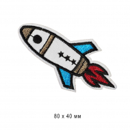 Термоаппликации арт.TBY-R2108 Ракета цв. белый 8х4см уп.10 шт