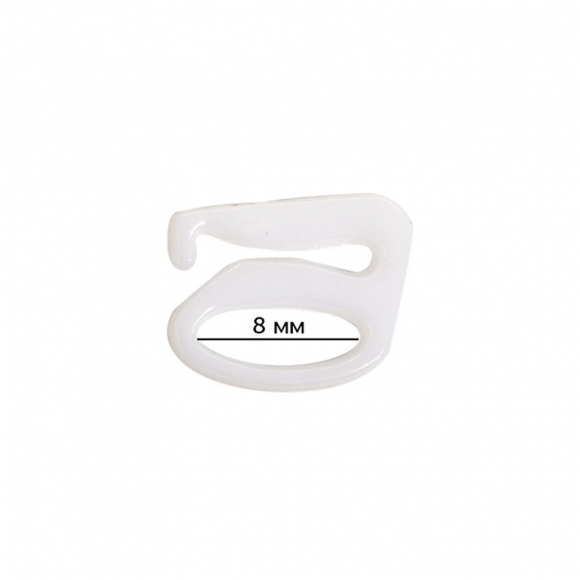 Крючок для бюстгальтера пластик TBY-12685 d8мм, цв.белый, уп.100шт