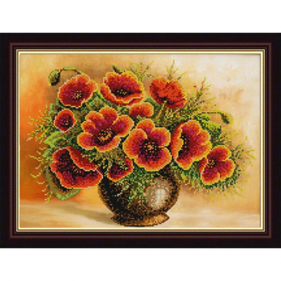 Рисунок на ткани (Бисер) КОНЁК арт. 9978 Букет маков 25х45 см