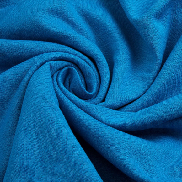 Ткань трикотаж Футер 2х нитка начес хлопок 210г пенье 100+100см бирюзовый 19-4150 уп.6м Ткань трикотаж Футер 2х нитка начес хлопок 210г пенье 100+100см бирюзовый 19-4150 уп.6м