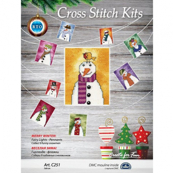 Набор для вышивания РТО арт.C251 Веселая зима 7х9 см