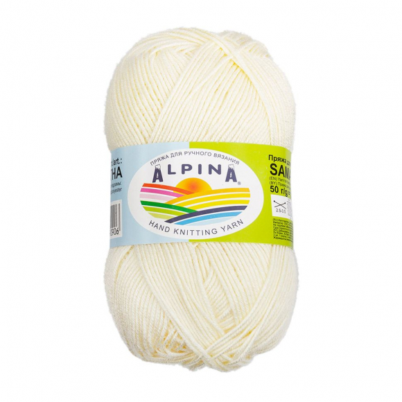 Пряжа ALPINA SAMANTHA (75% вискоза, 25% полиэстер) 10х50г/160м цв.03 шампань