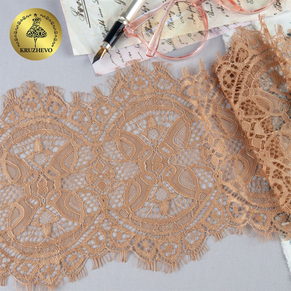 Кружево реснички KRUZHEVO арт.TBY 90003 шир.160мм цв.067 кофе уп.30м (по 3м)