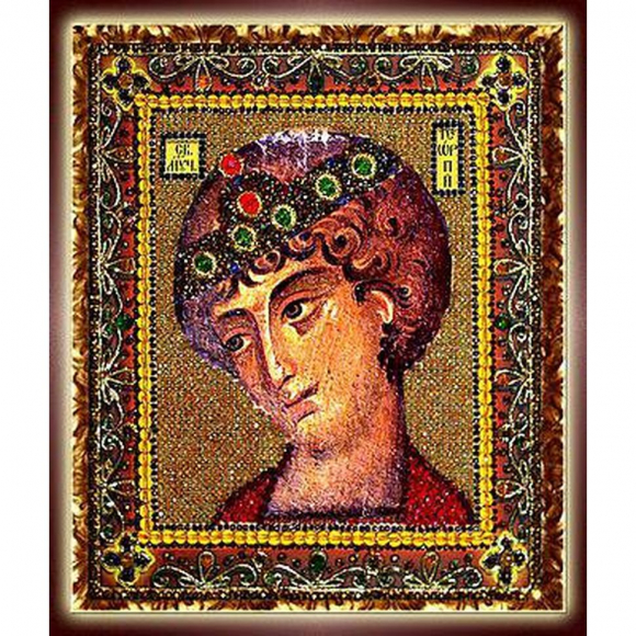 Набор для вышивания хрустальными бусинами ОБРАЗА В КАМЕНЬЯХ арт. 7720 Георгий Победоносец 21х25 см