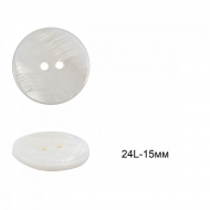 Пуговицы перламутр (ракушка) C-RA02 цв.белый 24L-15мм, 2 прокола, 36шт