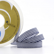 24022_Лента с рисунком клетка SAFISA, 10 мм, 25 м, цвет 15, темно-синий