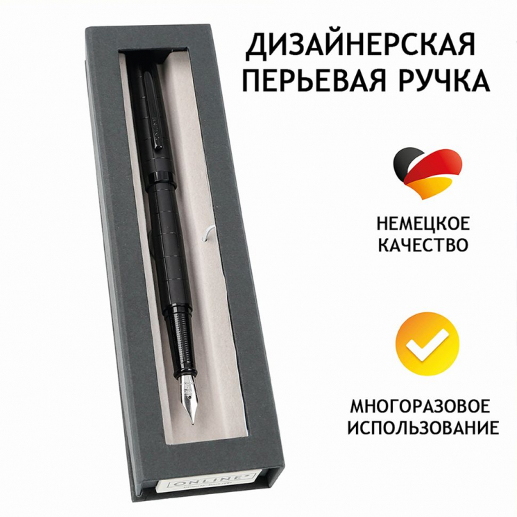 189614_Ручка перьевая "Eleganza Classic" с синим картриджем, размер пера M, 0.5 мм, цвет корпуса черный